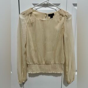 Japna Ivory Silver Pinstripe Long Sleeve Top